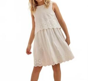 NEW CREAMIE girls embroidered dress in white